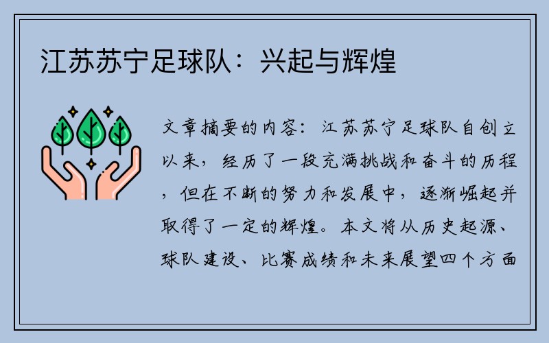 江苏苏宁足球队：兴起与辉煌